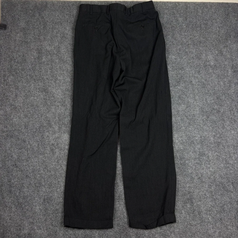 Brooks Brothers Mens 34x32 Pleated Wool Dress Pants Charcoal Black Cuffed Canada